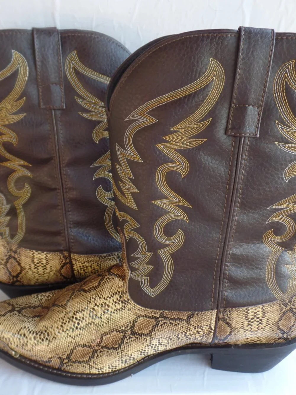 Laredo Mens Animal Print Pointed Toe Pull On Casual Boots Mid Calf - sz 15 68068